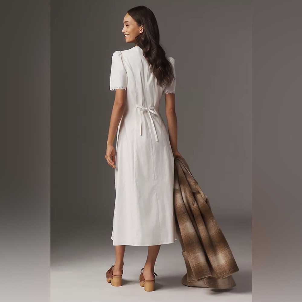 NEW Reformation Alida Midi Dress 6 Cottagecore Milkmaid Romantic Lace trim - Picture 2 of 10
